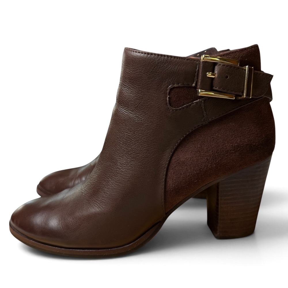 Louise et Cie Vasca Brown Leather Suede Buckle Ankle Boots Womens 7M 37